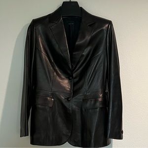 PRADA Vintage Black Leather Jacket Size 8 (44 IT)